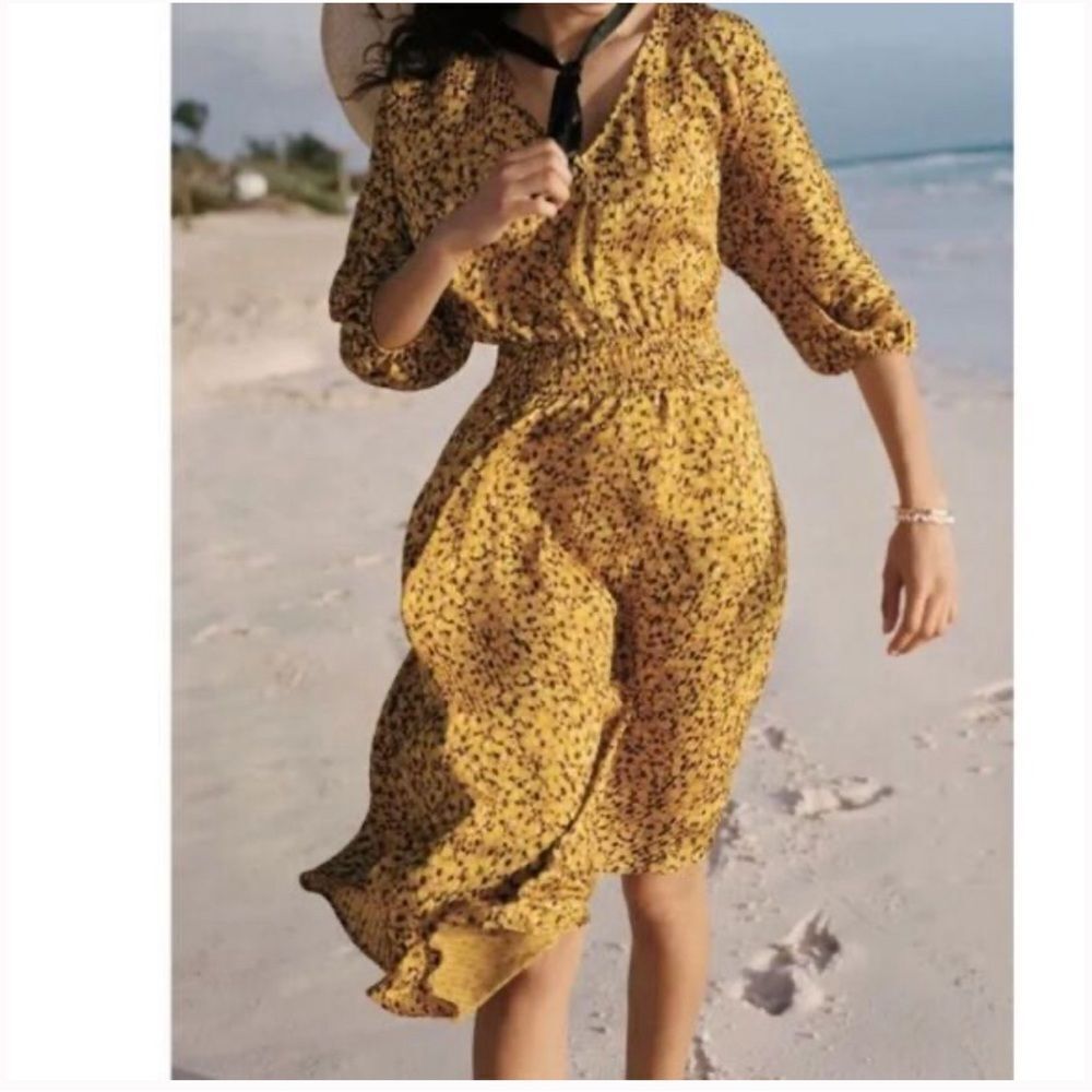 Anthropologie yellow gold gorgeous Dress